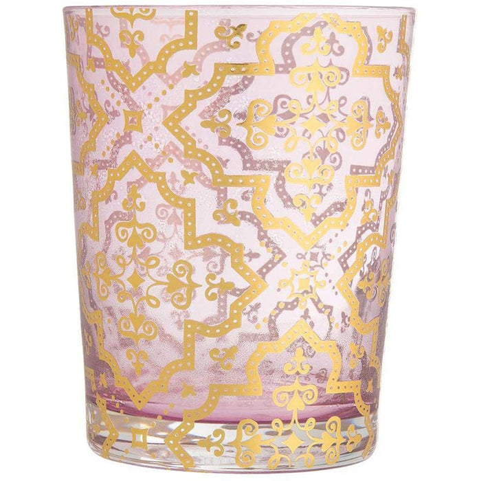 Premium Lola Ombre Gold Embellished Beverage Drinking Glasses, 8 oz. Multicolored - Set of 4