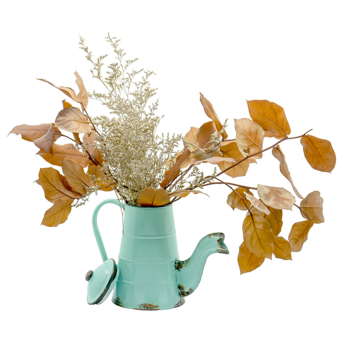 Red Co. Enameled Metal Vintage Inspired Decorative Coffee Pot Flower Vase Planter Holder for Home and Garden