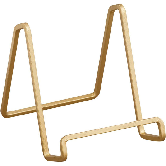Metal Square Wire Easel, Decorative Plate Holder, Book Display Stand, Set of 6, Gold Color, Medium Sized, 4-inch