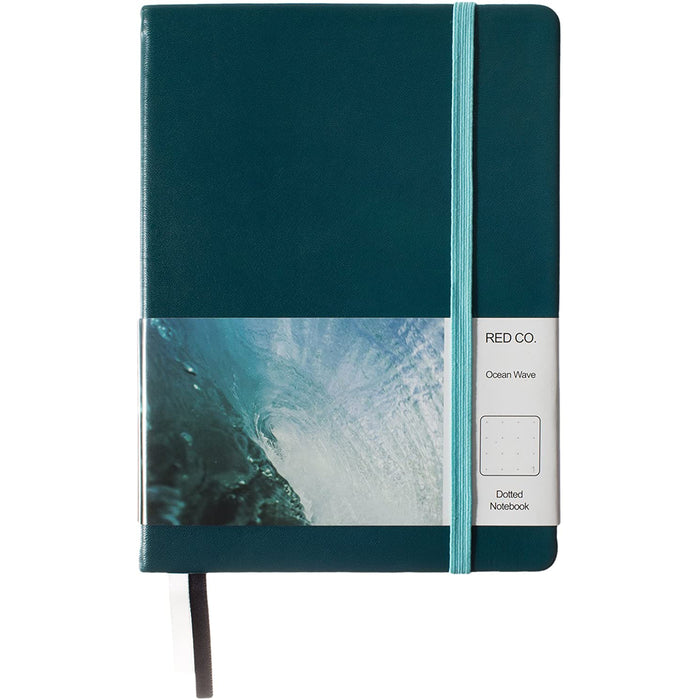 Red Co. "Impressions" Collection Ocean Wave Blue Hardcover Notebook Journal, 240 Pages, 5"x7"- Dotted/Points
