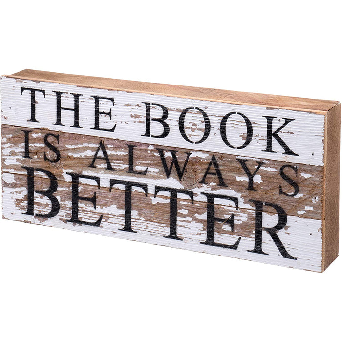 Second Nature By Hand Book is Always Better - Reclaimed Pallet Wood Wall Art, Handcrafted Decorative Plaque, 14" x 6"