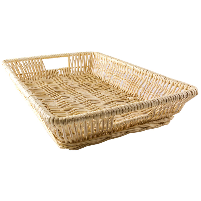 Natural Willow File Serving Tray with Carved Handles - 14 x 10 x 3 Inches