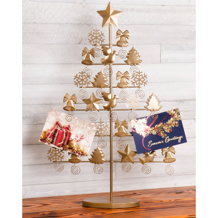 Red Co. Decorative Christmas Tree Card & Photo Holder Tabletop Display Rack Ornament
