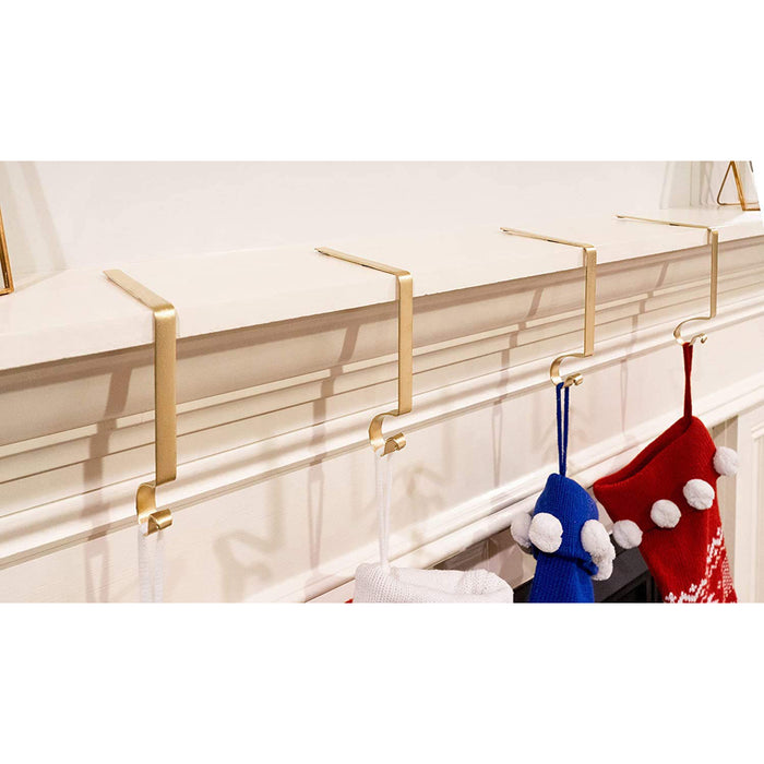 Red Co. Premium Quality Classic - Stocking Holder - Holiday Season Décor Christmas Hanger, Metal in Old Gold Finish, Set of 4, 6-inch Each - Holds Up to 10 Pounds