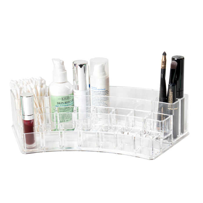 Red Co. Premium Crystal Clear Acrylic Plastic Makeup Palette Organizer - Countertop Cosmetic Display Case Jewelry Storage Box