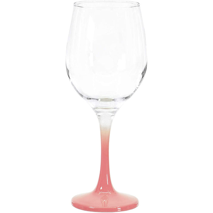 Rose Colored Stem Clear Wine Drinking Glass for Red, White, Pink Wine, Cocktails, 9.25 Ounce - Set of 3