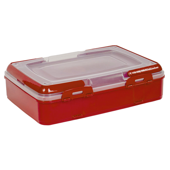 Red Co. Red Rectangular Pastry and Pie Carrying Box Folding Handle Multi Purpose Food Storage with Lid- 16.5" x 7" x 11.25"