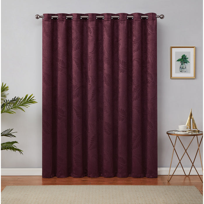 Red Co. Embossed Leaf Pattern Soft Decorative Blackout Curtain with Grommets for Patio Doors