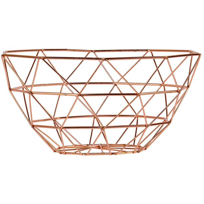 Red Co. Metal Rose Gold Fruit basket Large Round Storage Bowl for Bread Fruit Snacks Candy Utensils and Household Items