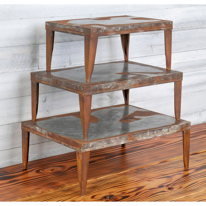 Red Co. Rustic Metal Riser Organizer Display Stands for Home and Kitchen - Set of 3