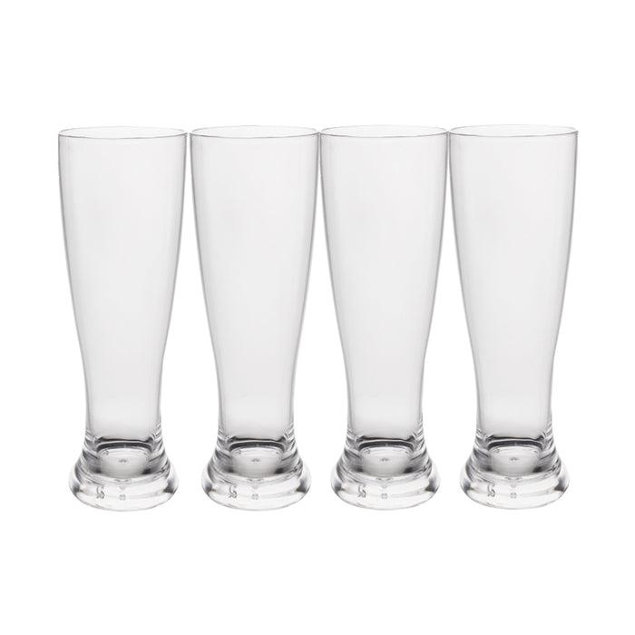 Break Resistant Clear Acrylic Tall Pilsner Beer Glasses, Set of 4-24oz. Perfect for Outdoor