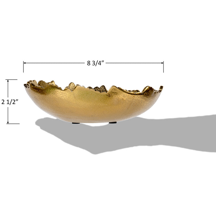 Gold Moon Decorative Torn Hammered Centerpiece Bowl, 9 Inches
