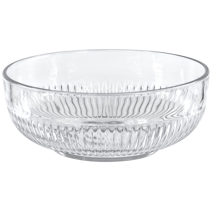 Red Co. Large Clear Glass Mixing Bowl with Ribbed Surface, for Mixing, Storage, Serving