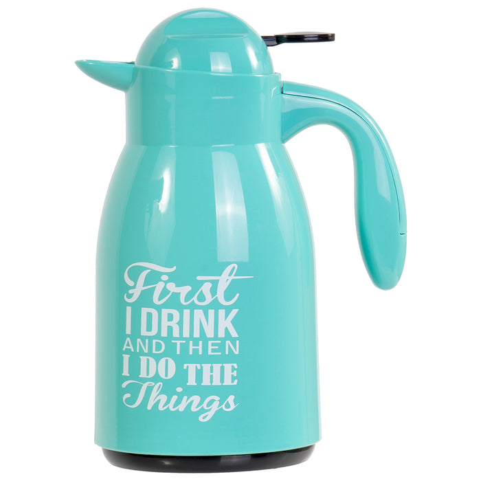 Red Co. Sky Blue Thermal Coffee Carafe Tea Dispenser Double Wall Vacuum Insolated Cool Touch Handle with Lever Lid 34 oz.