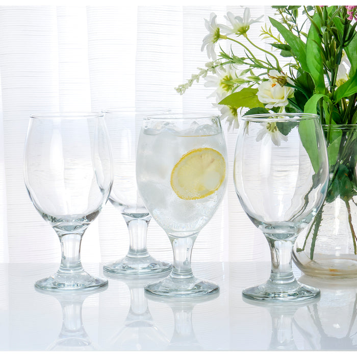 Belluno Classic Clear Glasses for Water, Juice, Liquor - Wine Goblets - Set of 6 (13.5 Ounces)