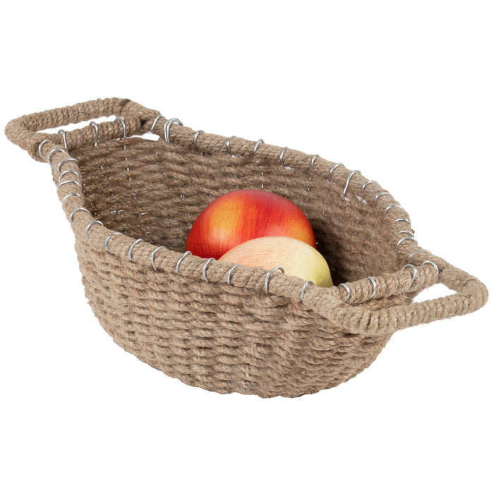Red Co. Small Oval Jute Basket with Handles, Decorative Home Organizer — 15 Inches