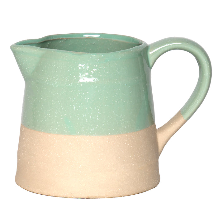 Red Co. Rustic Stoneware Creamer with Handle in a Mint Matte Glaze - 25 oz. Capacity
