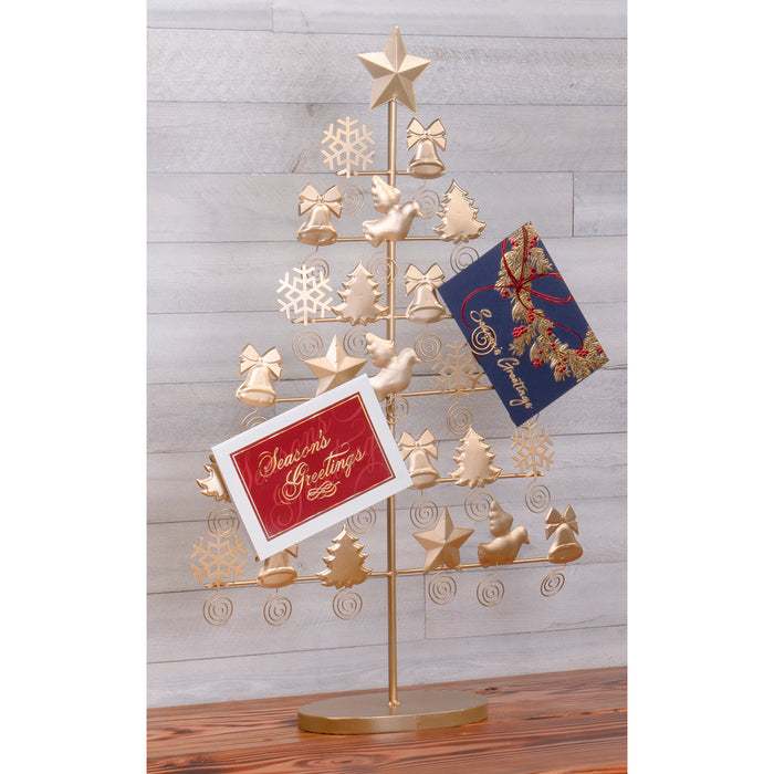 Red Co. Decorative Christmas Tree Card & Photo Holder Tabletop Display Rack Ornament