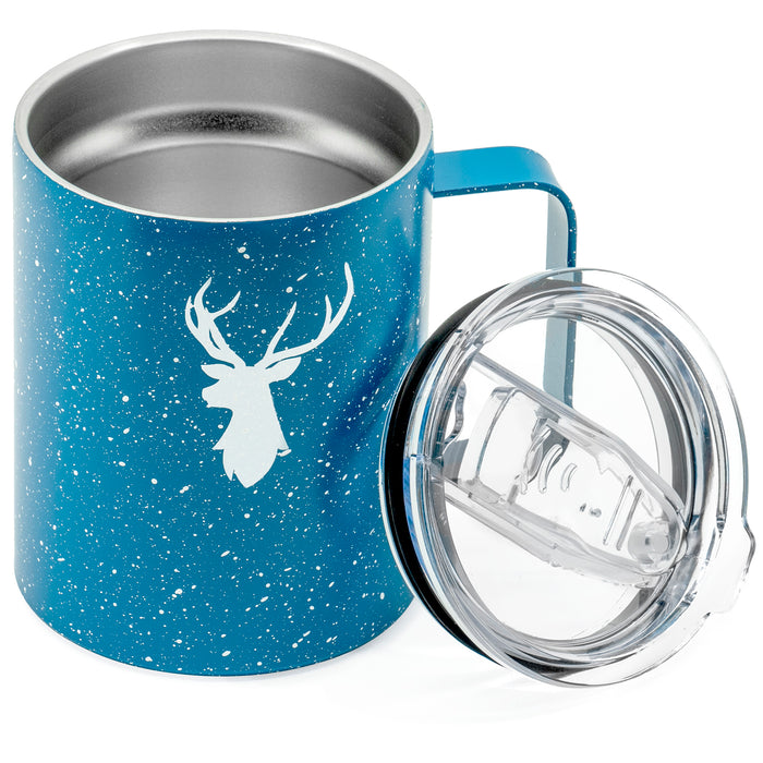 Red Co. Double Wall Vacuum Insulated Deer Coffee Mug Stainless Steel Tumbler with Lid and Handle - Perfect Travel Cup for Home, Office and Camping, 12 oz.