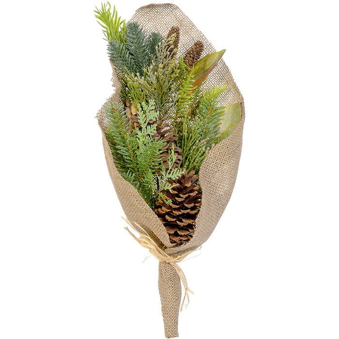 Red Co. Decorative Artificial Pine Cone Burlap Bundle 20"
