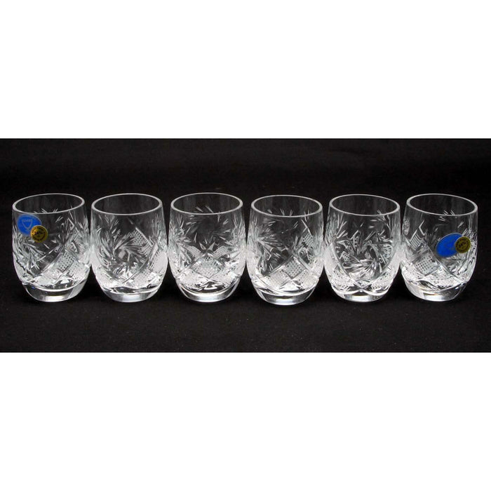 SET of 6 Russian CUT Crystal Shot Glasses "Barrel" 50 ml Hand Made