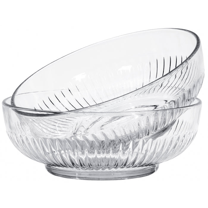 Red Co. 29.75 Oz Round Textured Clear Glass All-Purpose Bowls Set of 2 for Food Prep, Serving, Mixing