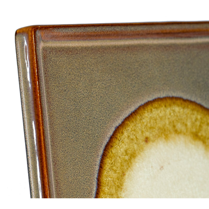 Red Co. Decorative Stoneware Square Trays, Yellow and Blue Ceramic Table Coaster, for Kitchen Dining and Décor - 8 Inches