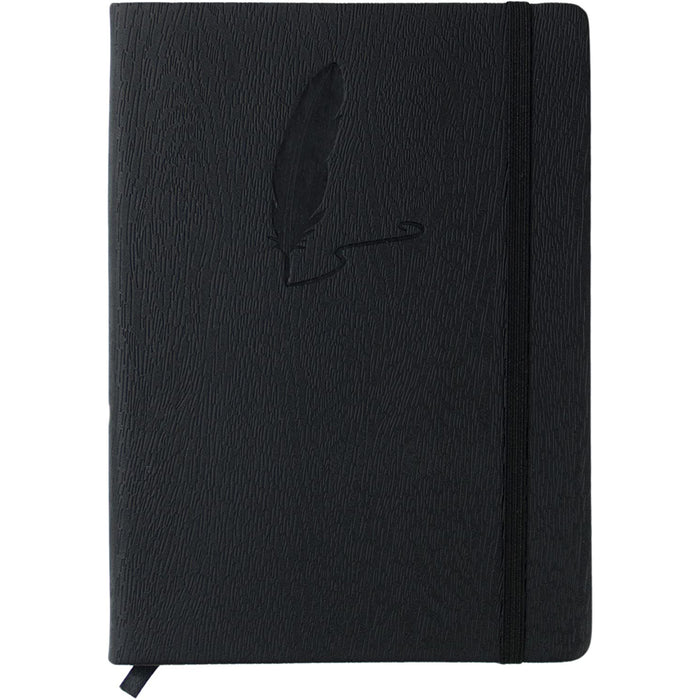 Red Co. Journal with Embossed Quill, 240 Pages, 5"x 7" Lined, Black