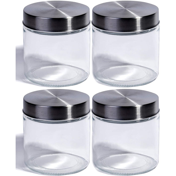 Food Saver Clear Glass Storage Container Jar with Airtight Lid, 40 oz - Set of 4