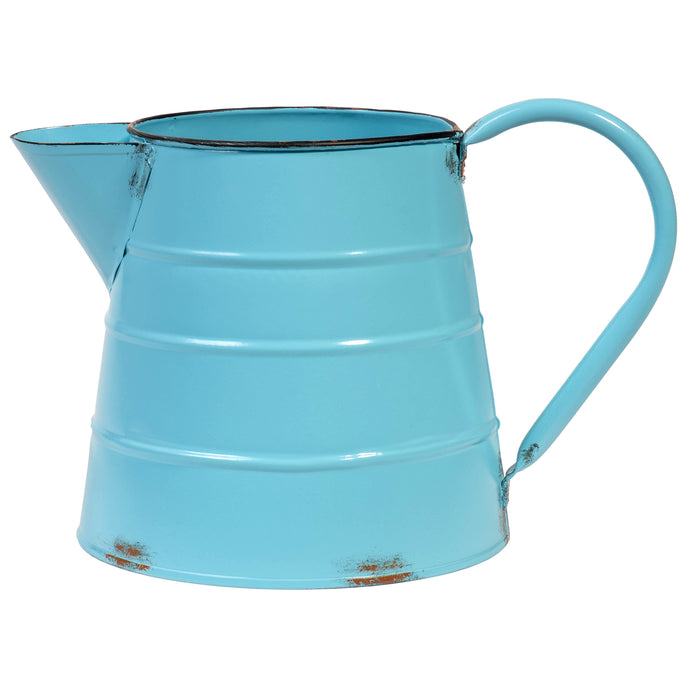 Red Co. Vintage Style Distressed Blue Decorative Watering Can - Flower Metal Vase