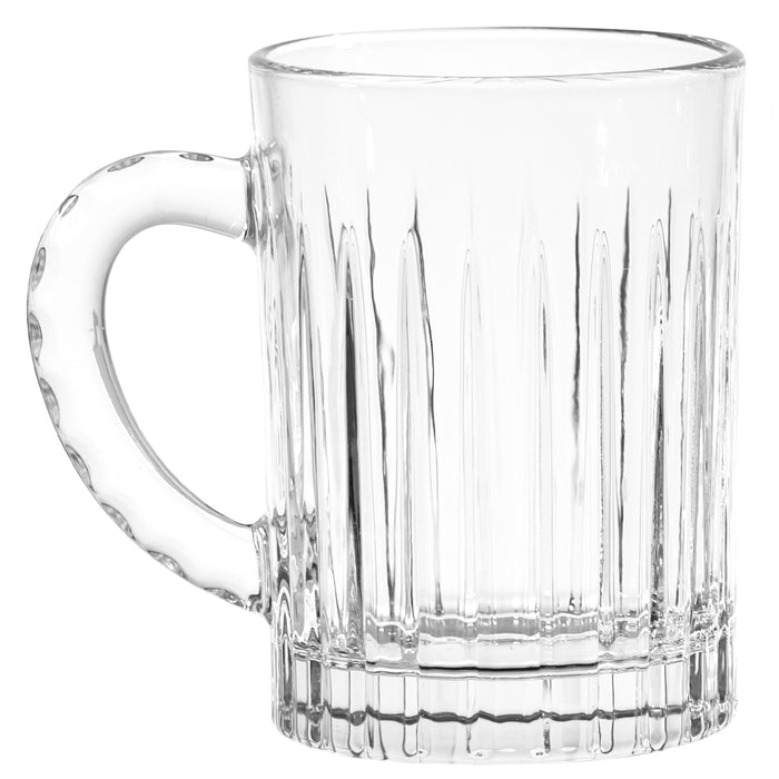 Red Co. 13oz Clear Coffee Glass Mugs Set of 4 with Handle and Etched Pattern - Glass Cup Drinkware for Latte, Tea, or Juice