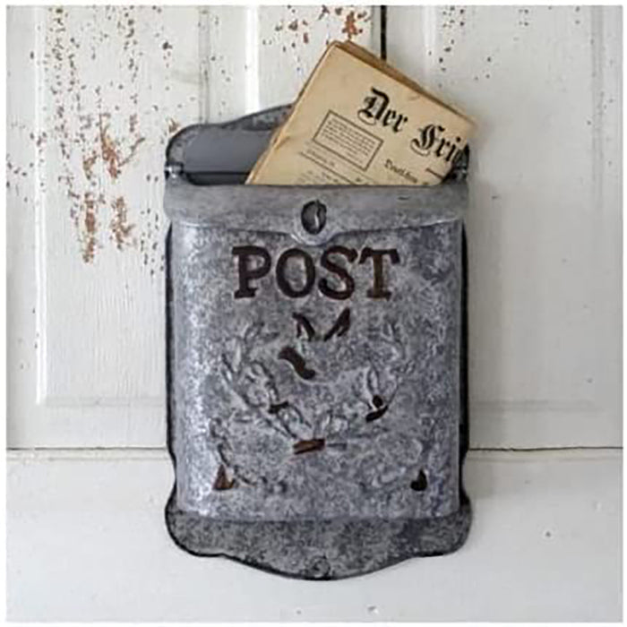 Rustic Galvanized Metal Post Mailbox - Country Style