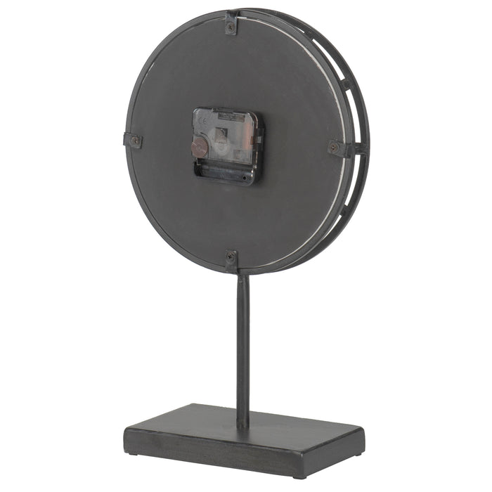 Red Co. Metal Grand Central Station-Inspired Tabletop Battery-Powered Metal Clock with Stem and Base, 8" Diameter