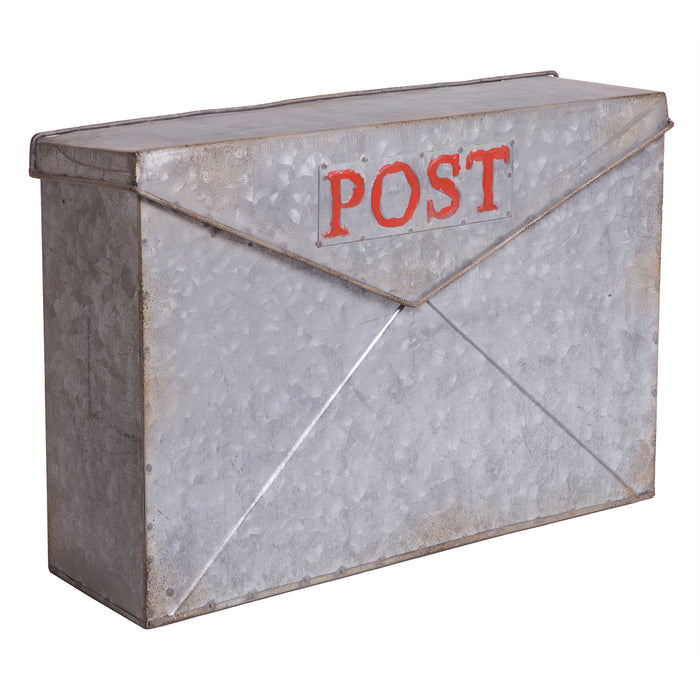 Rustic Galvanized Metal Wall Mounted Post Mailbox, 15-inch
