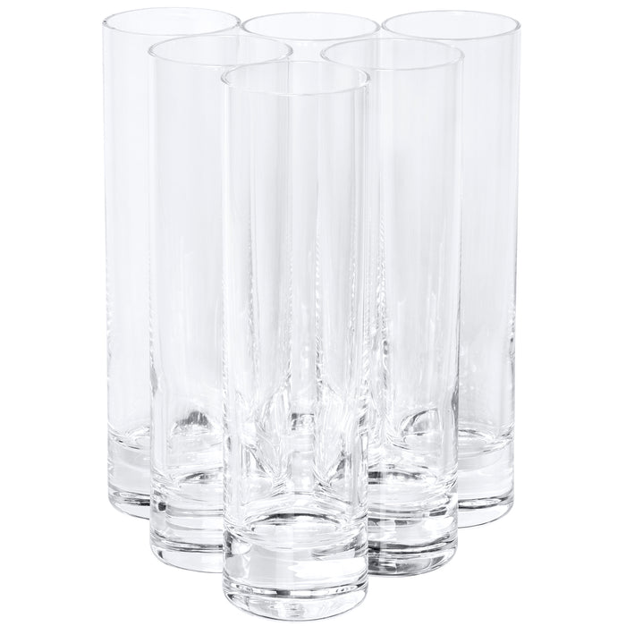 Red Co. Tall Clear Decorative Flower Vase Tumblers- Set of 6 Clear Glasses, 10.75 Ounces