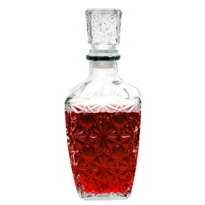 Traditional Crystal Clear Glass Decanter with Airtight Stopper, Decorative Bottle Carafe