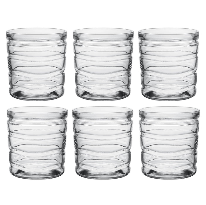 Red Co. Modern Design Eco² Vitalis, Environmentally Friendly Glass Drinkware Set, Set of 6 Short Glasses, 14 oz