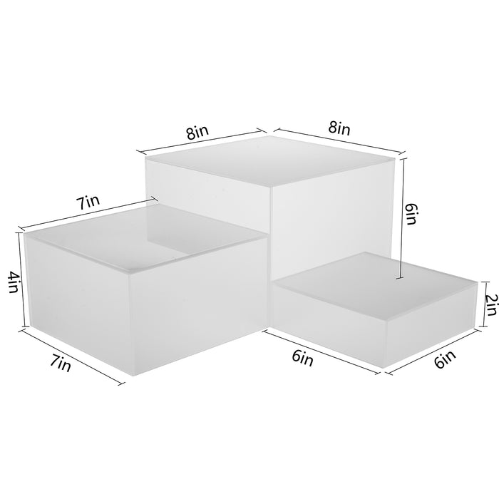 Set of 3 Acrylic Cube Display Nesting Risers with Hollow Bottoms