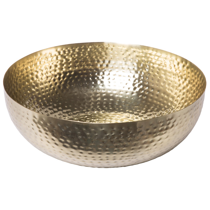 Red Co. Elegant Handcrafted Hammered Round Gilded Bowl, Decorative Centerpiece, Large, 14-inch