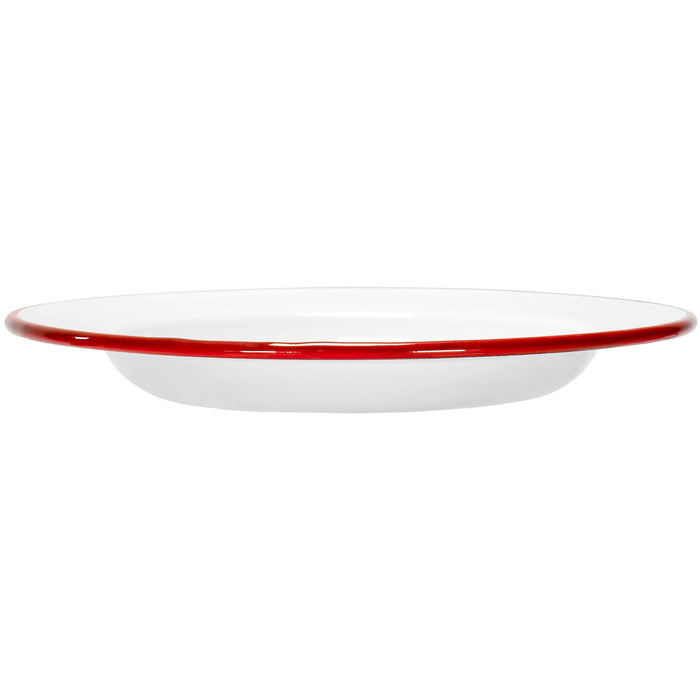 Red Co. Round White Enamelware Salad Appetizer Plates with Colored Rim, Set of 6 – 8”
