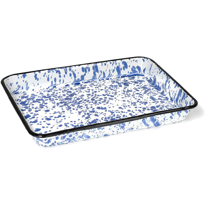 Red Co. Enamelware Metal Classic 2 Quart Rectangular Serving Tray, 11 x 9 Inches