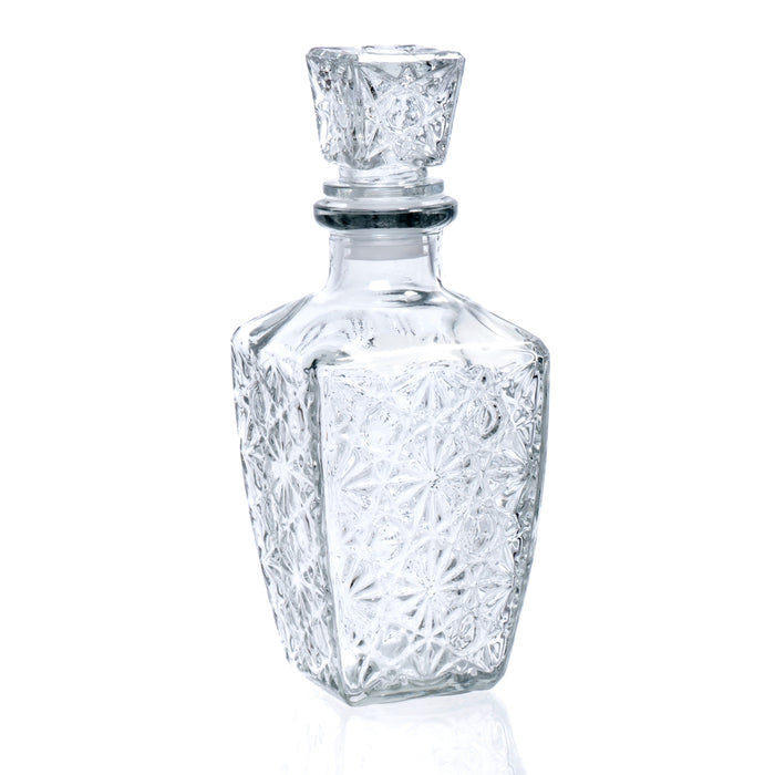 Traditional Crystal Clear Glass Decanter with Airtight Stopper, Decorative Bottle Carafe