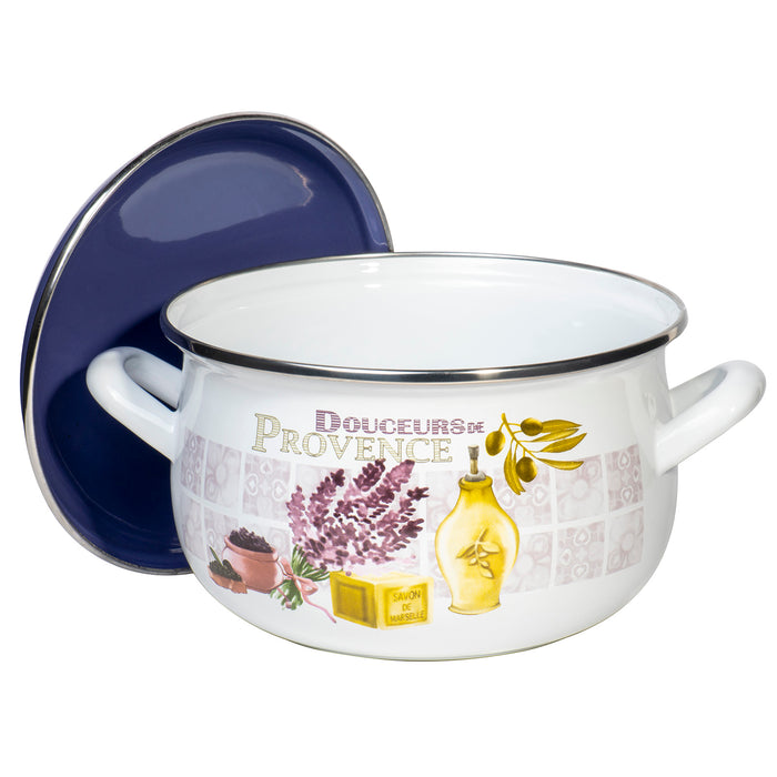 Enamel On Steel Round Covered Stockpot - Pasta Stock Stew Soup Casserole Dish Cooking Pot with Lid