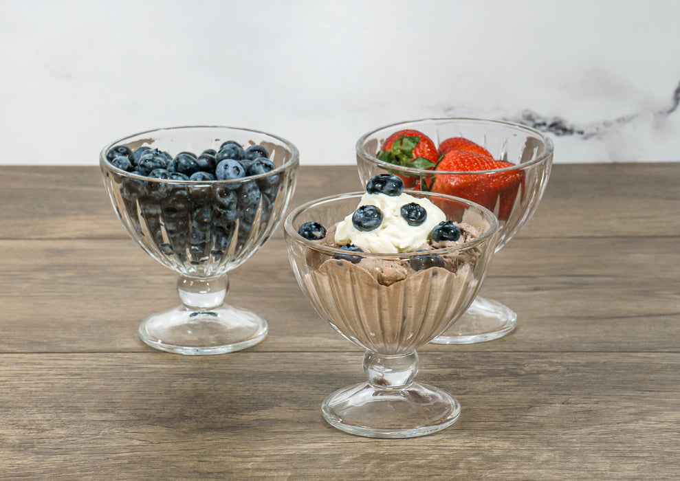 Red Co. Classic Footed Dessert Cups, Premium Crystal Clear Glass Ice Cream Bowls - Perfect for Parfait Fruit Salad or Pudding, Set of 6, 9 OZ