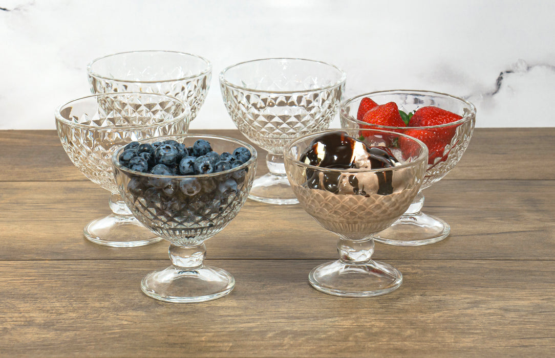 Red Co. Classic Footed Dessert Cups, Premium Crystal Clear Glass Ice Cream  Bowls - Perfect for Parfait Fruit Salad or Pudding, Set of 6, 9 OZ
