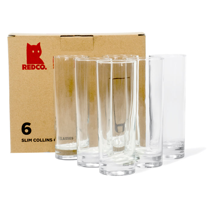 Collins Slim Water Beverage Glasses, 10 Ounce - Set of 6