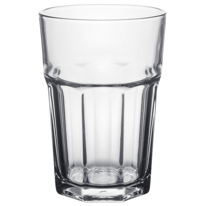 Classic Design Tumbler Drinking Glass, Stackable Beverage Glasses, Set of 6, 12 oz