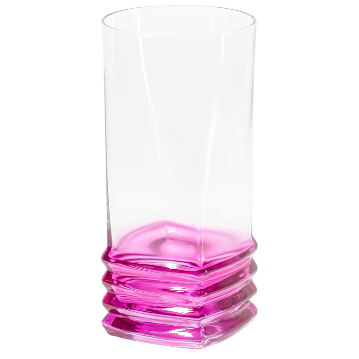 Color Wave Contemporary Style Clear Glass Tumblers, 11.25 ounces, Set of 6