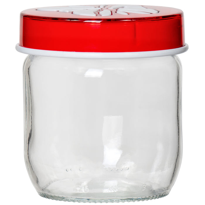 Red Co. 3 Piece Glass Canister Food Storage Jar Set with Assorted Colored Lids
