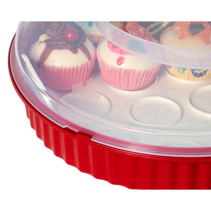 Pie Carrier Cake Storage Clear Container with Red Lid, 10.5 Large Round  Plastic Cupcake Cheesecake Muffin Flan Cookie Tortilla Holder Storage  Containers Airtight